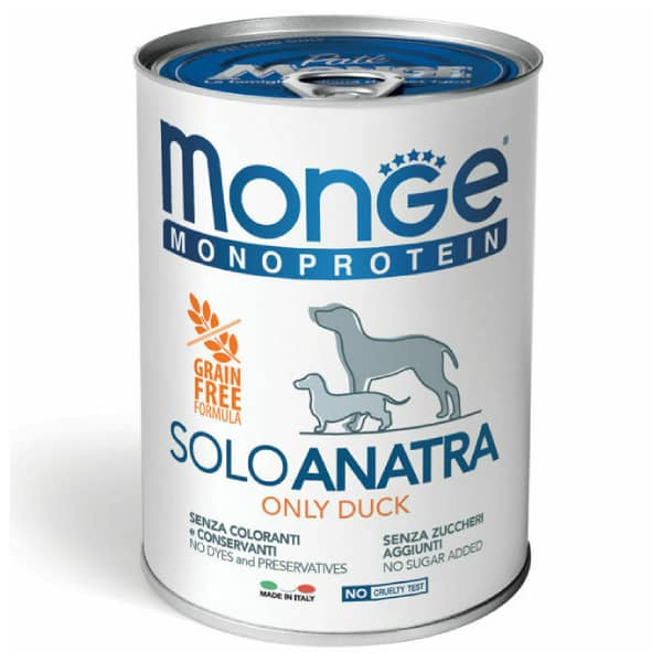 MONGE DOG MONOPROTEIN DUCK suņu konservi pastēte Pīle 400g